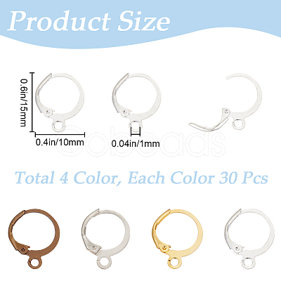 SOFPLATE 120Pcs 4 Colors Brass Leverback Earring Findings KK-SP0001-02-1