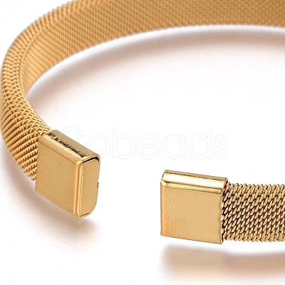 Unisex 304 Stainless Steel Mesh Bangles BJEW-L643-15-1