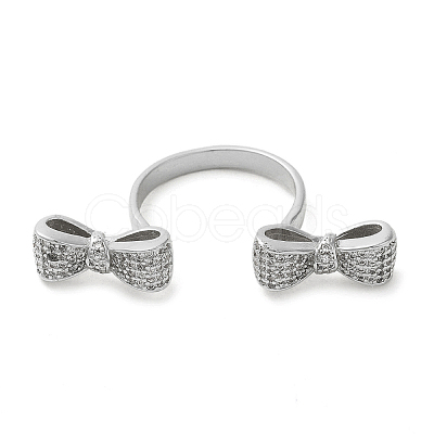 Brass Micro Pave Cubic Zirconia Cuff Rings RJEW-P102-04P-1