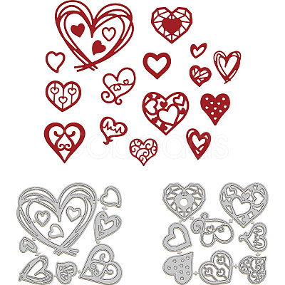 Valentine's Day Heart Carbon Steel Cutting Dies Stencils DIY-WH0309-1554-1