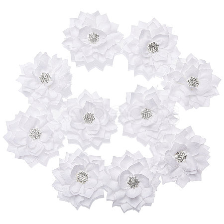 Flower Chiffon Fabric with Rhinestone Accessories FIND-WH0159-97-1