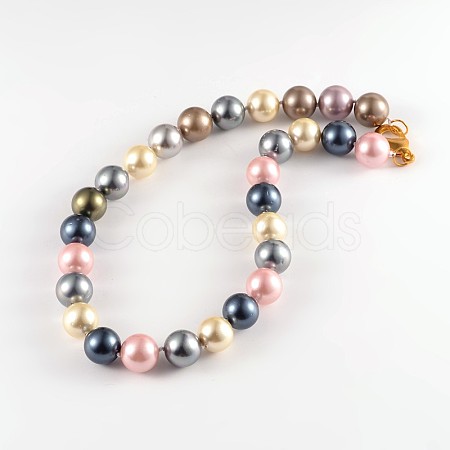 Shell Pearl Beaded Necklaces NJEW-JN01516-1