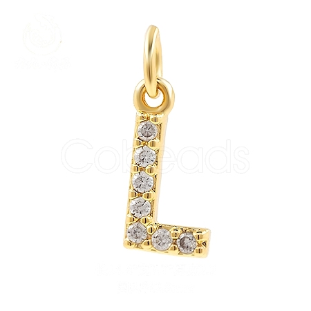Brass Cubic Zirconia Pendants with Jump Rings FIND-PW0024-09L-1