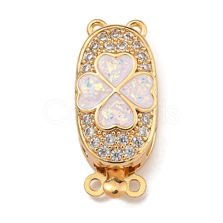 Brass Micro Pave Cubic Zirconia Box Clasps KK-U037-21G-1