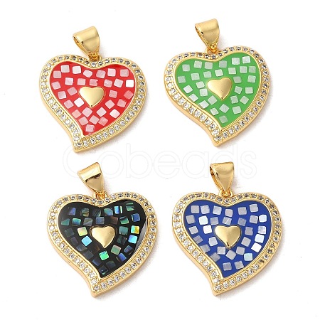 Brass Micro Pave Cubic Zirconia Pendants KK-K385-58G-1