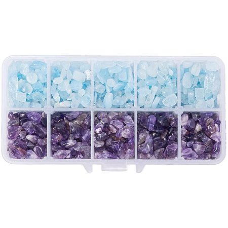 Natural Amethyst and Natural Aquamarine Chips Beads G-PH0031-01-1