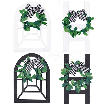 Nbeads 4Pcs 4 Style Wooden Farmhouse Wall Decor Window Frames AJEW-NB0002-88-1