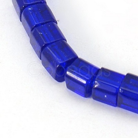 4~5mm Cube Blue Glass Beads Strands X-GS4mm-C25-1