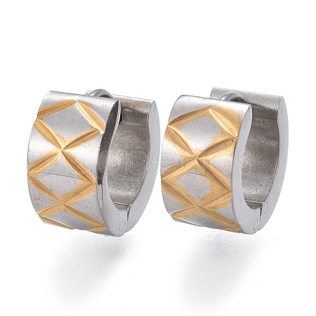 Two Tone 304 Stainless Steel Huggie Hoop Earrings EJEW-L252-009GP-1