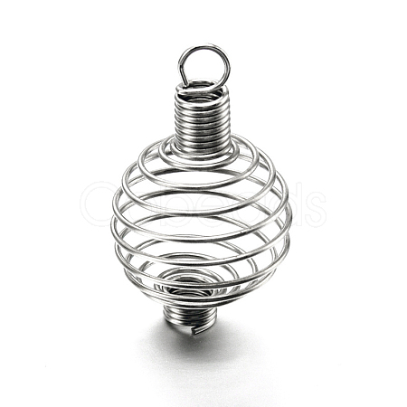 Iron Spiral Bead Cages Pendants Making X-STAS-A031-01-A-1
