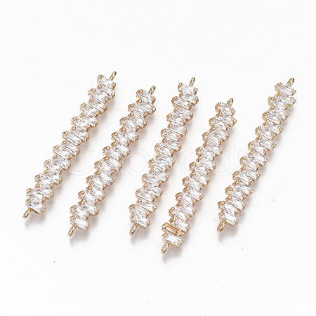 Brass Micro Pave Cubic Zirconia Links Connectors KK-S359-075A-RS-1