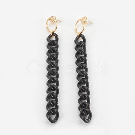 304 Stainless Steel Curb Chains Dangle Earrings EJEW-JE02831-1