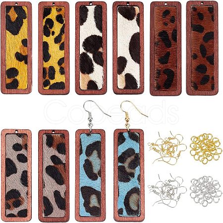 Olycraft DIY Rectangle with Leopard Print Pendant Drop Earring Making Kit DIY-OC0008-38A-1