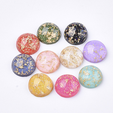 Glitter Translucent Resin Cabochons RESI-S364-43A-M-1