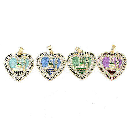 Rack Plating Brass Micro Pave Clear Cubic Zirconia Pendants KK-H474-24A-1