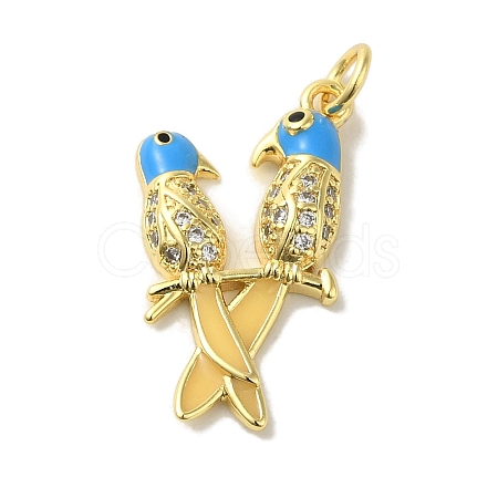 Brass Enamel Micro Pave Cubic Zirconia Pendants KK-Z042-17G-02-1