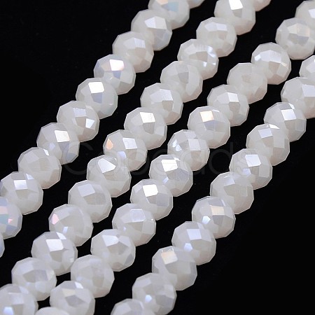 1 Strand Electroplate Opaque Solid Color Crystal Glass Rondelle Beads Strands X-EGLA-F047A-01AB-1
