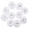 Flower Chiffon Fabric with Rhinestone Accessories, for Shoes, Hat or Clothing, White, 70~90x11mm