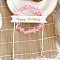 Rattan Cake Toppers, Cake Insert Cards, for Wedding Cake Decoration, Wreath with Word Sweet Love, Pink, 200x140mm