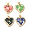 Brass Micro Pave Cubic Zirconia Pendants, with Enamel & Shell, Long-Lasting Plated, Lead Free & Cadmium Free, Real 18K Gold Plated, Heart, Mixed Color, 20x19x3mm, Hole: 5x4mm