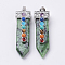 Natural Ruby in Zoisite with Synthetic & Natural Mixed Stone Chakra Big Pendants, Sword, Platinum, 57~60x16.5x12mm, Hole: 5mm