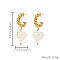 Heart Stainless Steel with Imitation Pearl Gold Plated Earrings