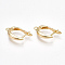 Brass Hoop Earring Findings with Latch Back Closure, Nickel Free, Real 18K Gold Plated, 21x12x3.5mm, Hole: 1.5mm, Pin: 1mm