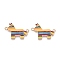 Rack Plating Alloy Enamel Colorful Mexican Donkey Connector Charms, Cinco de Mayo Pinata Links, Golden, 18x25.5x1.5mm, Hole: 1.6mm