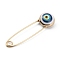 Alloy & Glass Safety Pins, Evil Eye, White, 37.5x10x5.5mm