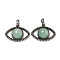 Natural Green Aventurine Pendants, Alloy Eye Charms, Antique Silver, Cadmium Free & Lead Free, 26x35.5x7mm, Hole: 7mm