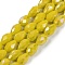 Opaque Solid Color Electroplate Glass Beads Strands, AB Color Plated, Faceted, Teardrop, Champagne Yellow, 6x4mm, Hole: 0.9mm, about 65~67pcs/strand, 15.35~16.14 inch(39~41cm)