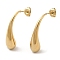 Ion Plating(IP) 304 Stainless Steel Stud Earrings, Teardrop, Real 14K Gold Plated, 29.5x7.5mm