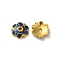 Alloy Enamel Beads Caps, Lead Free & Cadmium Free, Multi-Petal Flower, Marine Blue, 11x2.5mm, Hole: 1.8mm