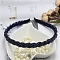 Plastic Pearl Beaded Hair Bands, Fine Headband, Fashionable Hair Accessories, Midnight Blue, 140x125mm