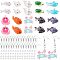 CHGCRAFT DIY Fish Dangle Earring Making Kits, Including Shark & Whale & Goldfish & Octopus Resin Pendants, Brass Earring Hooks, Mixed Color, 110Pcs/bag