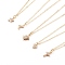 Brass Micro Pave Clear Cubic Zirconia Pendant Necklaces, with Cable Chains, Mixed Shapes, Golden, 15.35 inch(39cm)