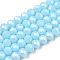 Electroplate Glass Beads Strands, Pearl Luster Plated, Faceted, Rondelle, Light Blue, 8x6mm, Hole: 1~1.4mm, about 67~72pcs/strand, 16.14~16.53 inch(41~42cm)