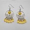 Bohemian Flower Tassel Alloy Pave Cubic Zirconia Dangle Earrings for Women