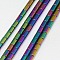 Electroplate Non-magnetic Synthetic Hematite Beads Strands, Column, Grade A, Rainbow Plated, 2.75x2mm, Hole: 1mm, about 135pcs/strand, 16 inch