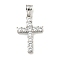 304 Stainless Steel Cubic Zirconia Pendants, Cross Charm, Stainless Steel Color, 27x17x4mm, Hole: 5.5x4.5mm