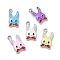 Alloy Enamel Pendants, Rabbit, Mixed Color, Platinum, 21x11x2mm, Hole: 1.8mm