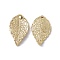 Rack Plating Alloy Pendants,  Leaf, Light Gold, 25.5x15x3mm, Hole: 1.2~1.5mm