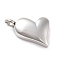 Non-Tarnish 304 Stainless Steel Urn/Perfume Pendants, Heart, Stainless Steel Color, 26.5x16x7mm, Hole: 5mm