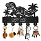 Wood & Iron Wall Mounted Hook Hangers, Decorative Organizer Rack, with 2Pcs Screws, 5 Hooks for Bag Clothes Key Scarf Hanging Holder, Dinosaur, 200x300x7mm.