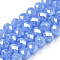 Electroplate Glass Beads Strands, Imitation Jade Beads, Pearl Luster Plated, Faceted, Rondelle, Cornflower Blue, 2.3~2.7x1mm, Hole: 0.4mm, about 150~155pcs/strand, 12.60~12.99 inch(32~33cm)