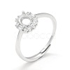 925 Sterling Silver Rhinestone Claw Finger Ring Components STER-E061-31P-5