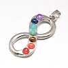 Mixed Shape Chakra Jewelry Brass Natural & Synthetic Mixed Stone Pendants KK-J298-M3-NR-2