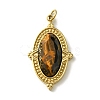Ion Plating(IP) 304 Stainless Steel Pave Faceted Natural Tiger Eye Pendants FIND-Z028-40C-1