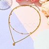 Double Layers Alloy Heart Pendant Necklaces NJEW-JN04925-2