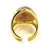 Teardrop Natural Sunstone Open Cuff Rings RJEW-C087-01G-04-3